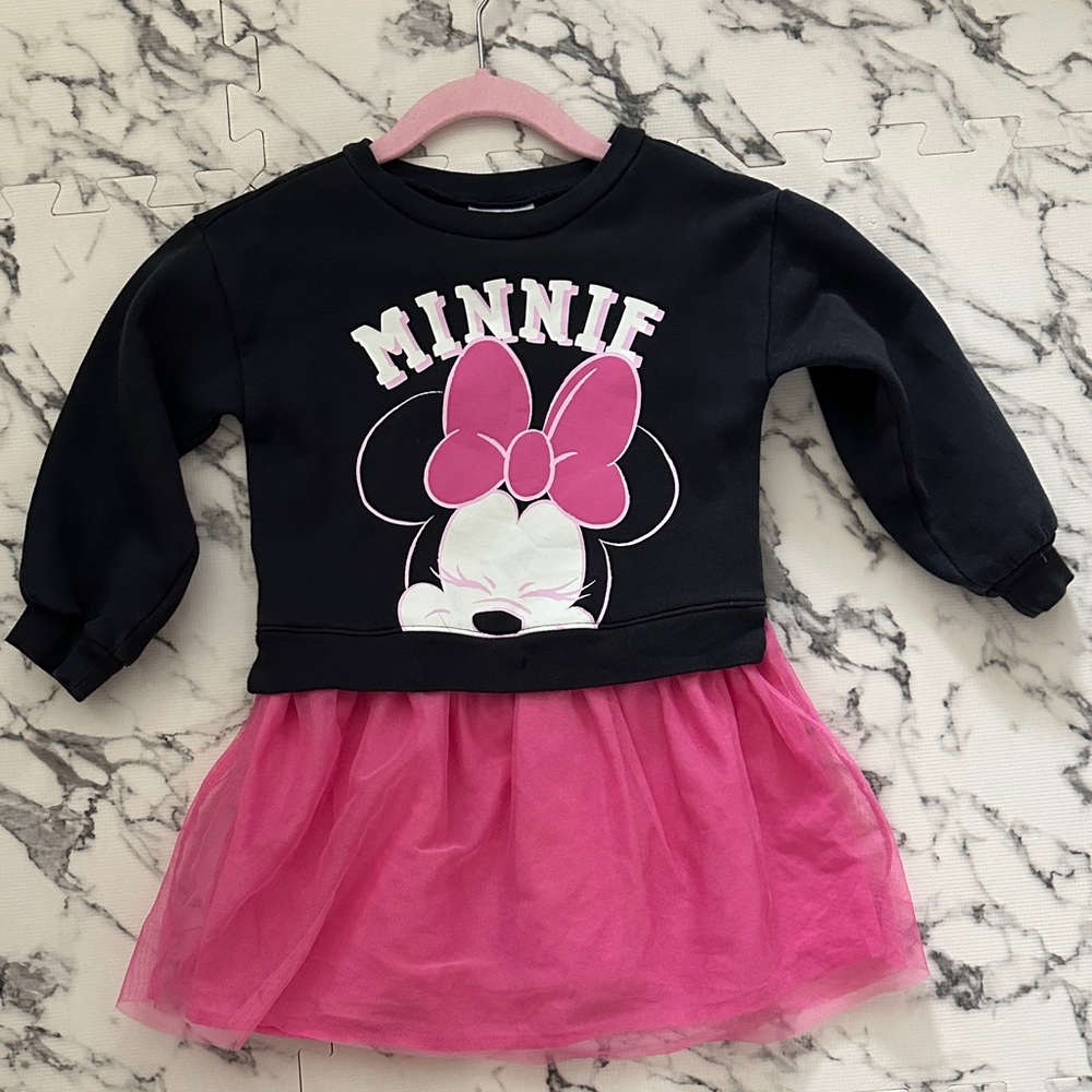 GAP Minnie Mouse Black and Pink Sweatshirt Dress